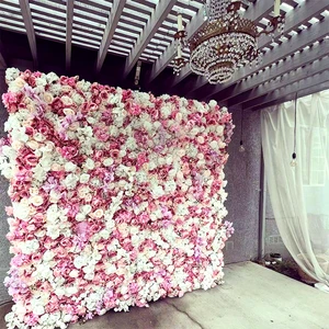 3d Roll Up Floral Wall 8*8 Ft Artificial Silk Flower Purple Wedding Decoration Wall Panel Backdrop