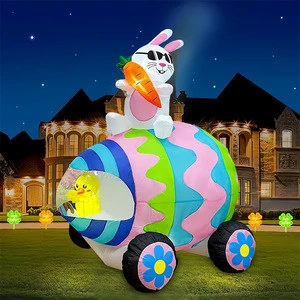 Easter Decoration Party Supplies Inflatable Egg Car Rabbit Carrot LED Luminous Mold American Style Multi-Color 12ft Tall Garden