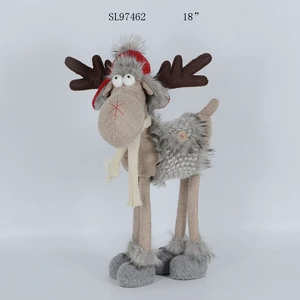 18 Inches Standing Four Legged Stuffed Moose Toy Christmas Stuffed Animal Reindeer Figurine