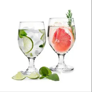 Vintage Hand Blown Balloon Goblet Glasses 13oz Clear Drink Glasses for Iced Tea Wine Beer Juice Cocktail Whiskey