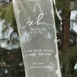 Lace Backdrop Banner with Letters for Wedding Engagement Party