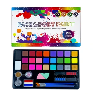 GP Face Painting Kit for Kids 26 Colors Water Based Non-Toxic Paint with Stencils Brushes Professional Body Makeup Kit Halloween
