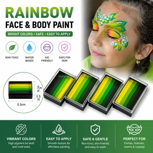 Best Seller Kids DIY Body Art Kit Hot Split Cake Paint Palette Stencil Brushes Rainbow Painting Children Non Toxic
