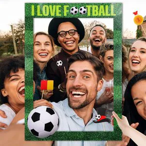 30 Pcs Soccer Themed Photo Booth Props Football Selfie Frame Soccer Fans Birthday Football Party Supplies Accessories