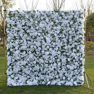 Elegant White & Greenery Artificial Flower Wall Wedding Ceremony Backdrop Reusable