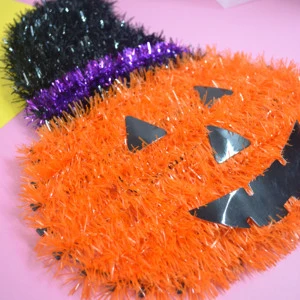 Halloween Theme Modern Plastic Table Decor Tinsel Terror Decorations Orange Pumpkin Heads Party Supplies