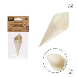 16pcs 8cm Wooden Snack Cones Kitchen Utensils for Party Tableware & Table Decorations