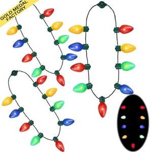 派对礼物新奇 LED 灯发光灯泡项链装饰品，适合家庭圣诞节新年户外圣诞灯串