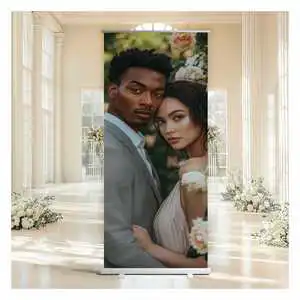 Retractable Photo Banner Personalized Wedding Birthday Banner Baby Shower Engagement Backdrop Pop up Photo Background Display