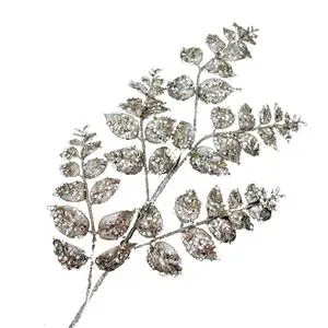 Sequins & Glitter Christmas Flower & Leaf Spray Plastic Stand and Tree Accessories