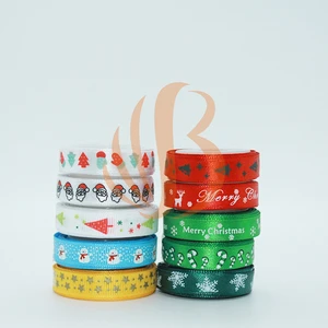 Merry Christmas Grosgrain Ribbon Custom Logo Ribbon Roll Printed Wholesale Ribbon