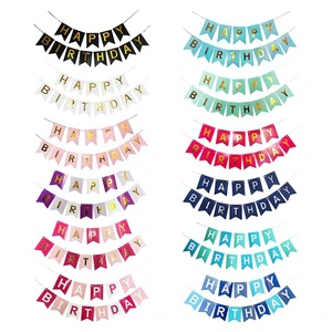 Ready to Ship Event Party Decoration Supplies Happy Birthday Letter Gold Silver Foil Banner Party Bunting Banners