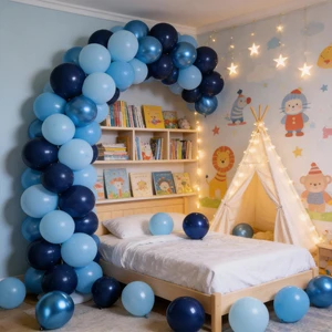 624273 Navy Blue & Metallic Blue Luxurious Party Decoration Kit for Birthdays, Baby Showers, or Nautical-Themed Events