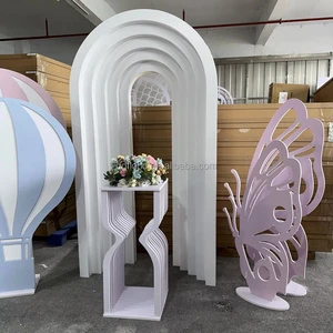 J95 Led Light Wedding Backdrop Wall Party Supplies White Acrylic Round Arch Stand for Party Decoration