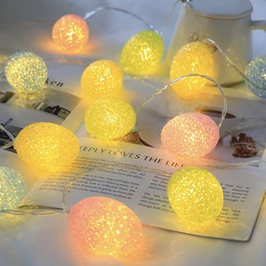 Easter Plastic Egg LED Lights Colorful String Decor Holiday Party Supplies Easter Decoration