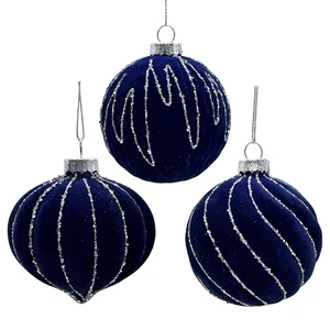 2025 Pop Red Brown Flocking Glass 8cm Christmas Decoration Ball High Quality Hanging Ornaments Circle Hand Painted Festive Style