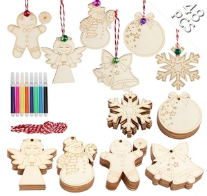 Custom Various Shape Wood Ornaments for Holiday Hanging Decorations Crafts Christmas Tree Decor