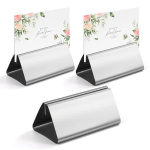 2026 Small Stainless Steel Customized Shape Vintage Mini Table Number Holders Place Card Holder Name Card Display Stand Wedding