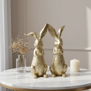Easter Resin Modern Decorative Craft Ornament with Transparent Gold Finish