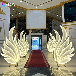 LEDA Wedding Hall Aisle Stage Decoration Light Backdrop Stand Luxury LED Glow Feather Wings Props