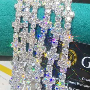 Wholesale Hip Hop Jewelry 3mm/4mm/5mm Cross Moissanite Tennis Chain Bracelet 925 Silver Tennis Chain Necklace with GRA