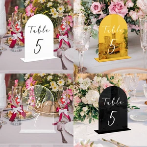 Luxury Acrylic Table Numbers Blank Customizable Name Card Gift Tag for Weddings Arched Round Top Acrylic Reserved Seat Sign