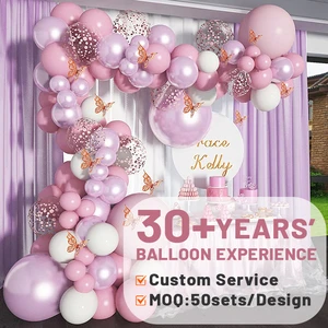 Diy Valentine Days Bride Butterfly Princess Purple Wedding Pink Pastel Festive Party Birthday Theme Kit Set Balloon Arch Garland