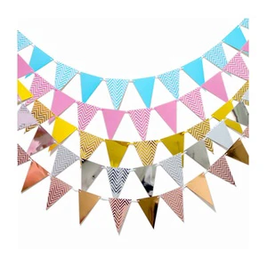 Festival Party Decoration Happy Birthday Decorative Hanging String Bunting Colorful Triangle Flag Banner
