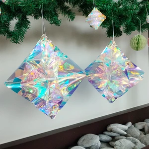 Hot Sale Crystal Diamond Shape Iridescent Decoration Flat Indoor Wedding And Christmas Decor