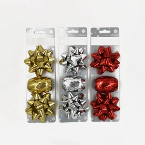 Christmas Decoration Gift Wrap Ribbon Plastic Curly Ribbon 8CM Star Bow and 5MM Mini Ribbon Roll