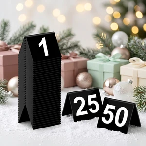 Custom Double-Sided Tent-Shaped Acrylic Table Number Holder for Restaurant Wedding Party