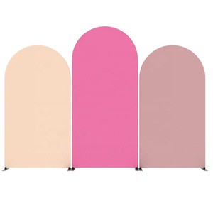 Pink Polyester Fabric Wedding Party Event Decoration Circle Aluminum Frame Easy Assembly Backdrop Stand