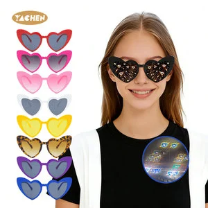 YACHEN Heart Shaped Party Sunglasses Heart Effect Diffraction Party Glasses For Bachelor Party Decorations Valentines Day Gift