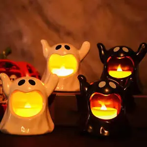 Factory Halloween Ghost Lamp With LED Flameless Candles Decorative Halloween Party Ghosts Horror Atmosphere Props Decoration