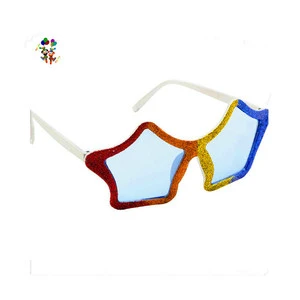 Custom Brand Cheap Plastic Glitter Colors Star Shaped Funny Party Wear Glasses HPC-2753