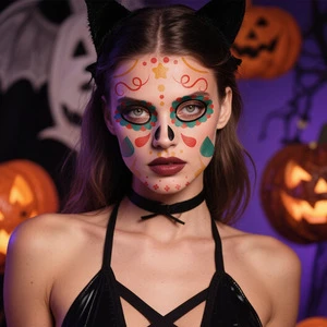 Factory Direct Halloween Scene Tattoo Stickers Waterproof Sweat Dead Day Makeup Ball Funny Makeup Face Tattoo Stickers Decoratio