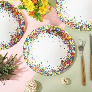 Disposable Paper Plates Party Supplies Candy Dessert Tray Birthday Party Decorations Cake Plates Tableware for Dessert Table