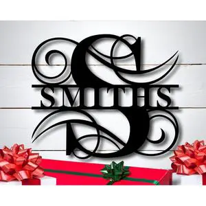 Personalised Monogram Letter S Wedding Wall Decoration Customisable Initial Design Aluminum Composite Black/White Decor