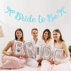 Bride Be Eco Friendly Luxury Paper Banner Light Blue Glitter 1 Piece Made China for Bachelorette Bridal Shower Wedding Parties