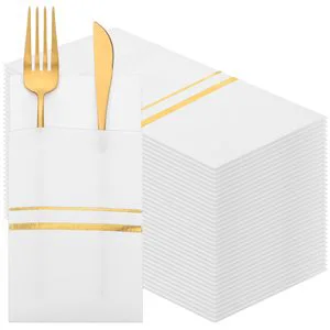 Disposable Pocket Placemats and Napkins Set | Colourful Paper Tableware with Knife Fork | Ideal for Weddings Parties Restaurants