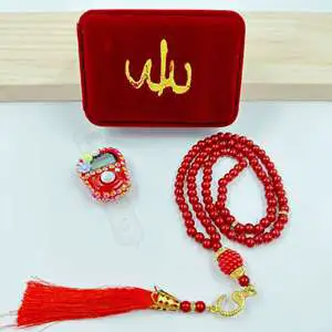 EID Mubarak Ramadan Muslim Tasbih Gift Sets Prayer Rosary With Finger Counter Set Wholesale Arabic Islamic Rosary Set