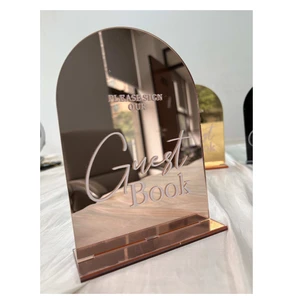 Arched Rose Gold Mirror Wedding Table Numbers With Menu Sign Acrylic Place Cards for Wedding Reception