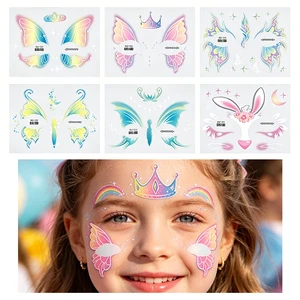 Wholesale Lady Girls Festival Party Makeup Eye Face Paint Tattoos Glitter Butterfly Temporary Makeup Face Stickers for Painting