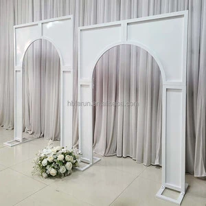 Luxury Wedding 2D Arch Backdrop Stand White Square Iron Stand Frame Curved Wedding Stage Decoration