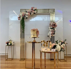 Golden Wedding Party Tall Backdrop Flower Stands