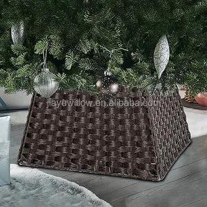 JY Luxury Small Christmas Tree Stand Accessory Red White Folding Design Navidad Adornos Mimbre Cestas Tejidas Christmas Tree