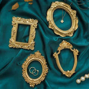Yiscaxia Golden Retro Photo Frame Nail Art Jewelry Decoration for Home Net Red Ornaments Photography Background Shooting Props