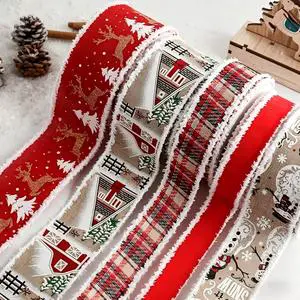 Premium Christmas Ribbon Velvet Trimmed Ribbon,Xmas Decoration Streamer, Wire Edged Ribbon for Christmas Tree & Gift Wrapping