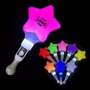 Wholesale Customized logo Printing LED Flashing Neon Fairy Magic Star Glow Wand Kids Party Favor for Carnival Promotional Event
