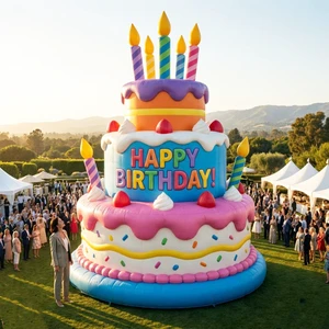 Giant Inflatable Birthday Cake Oxford Cloth Bakery Promotion Anniversary Party Decoration Large Model